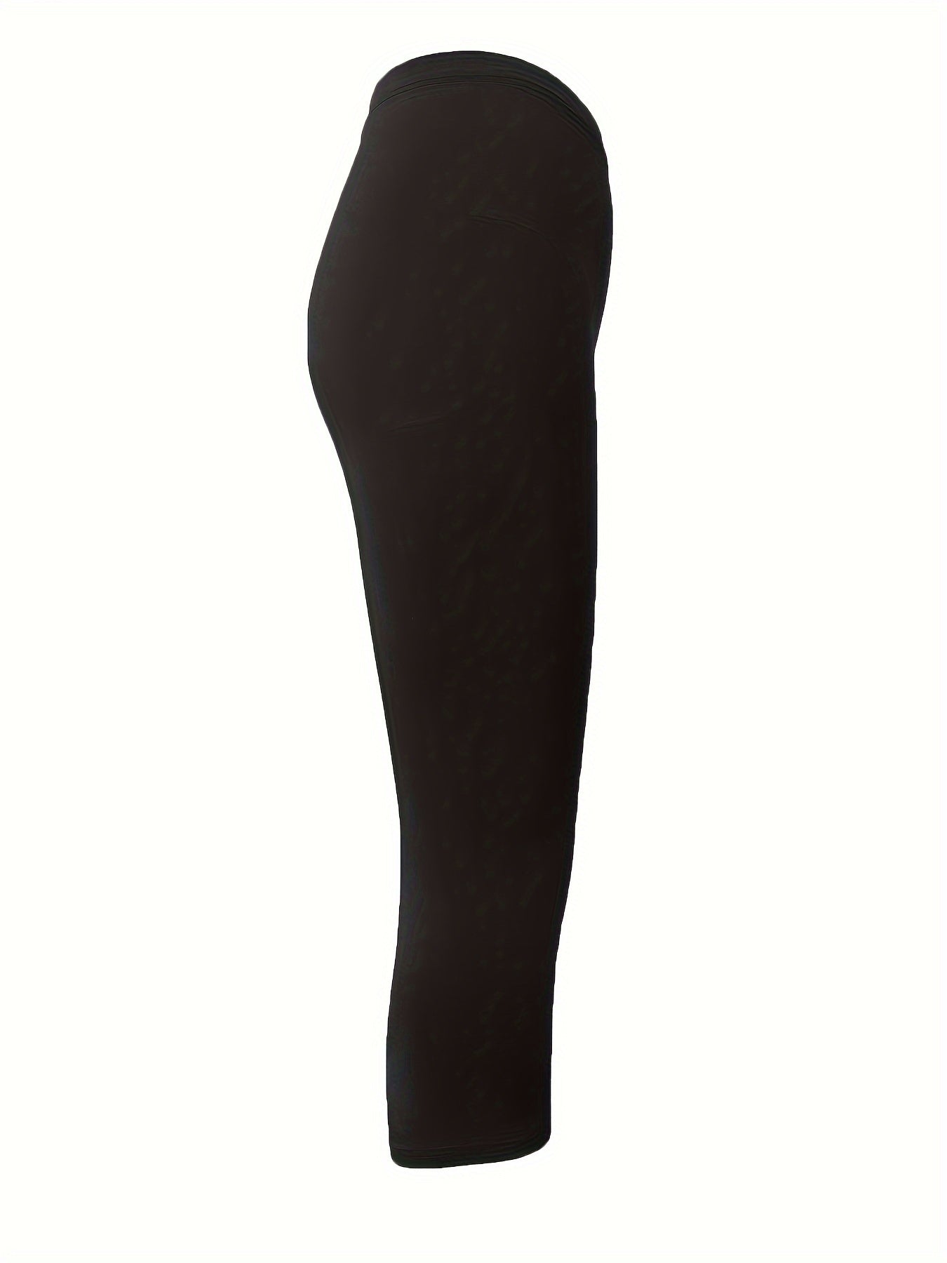 Women's Plus Size High-Waist Stretchy Capri Leggings Solid Breathable Summer Yoga