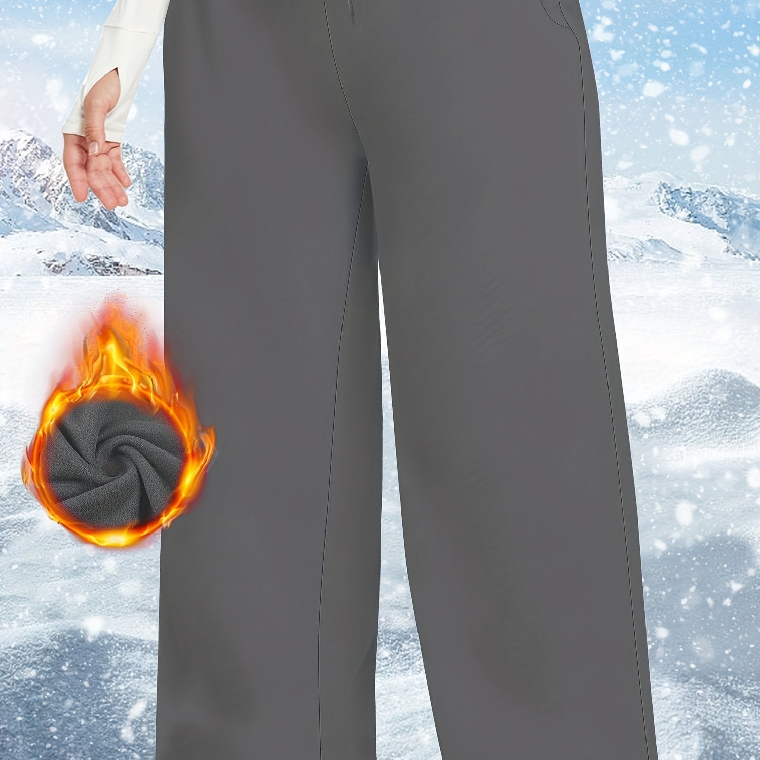 Plus Size Fleece Pants With Drawstring Waist Casual Loose Pants Women Fall Winter