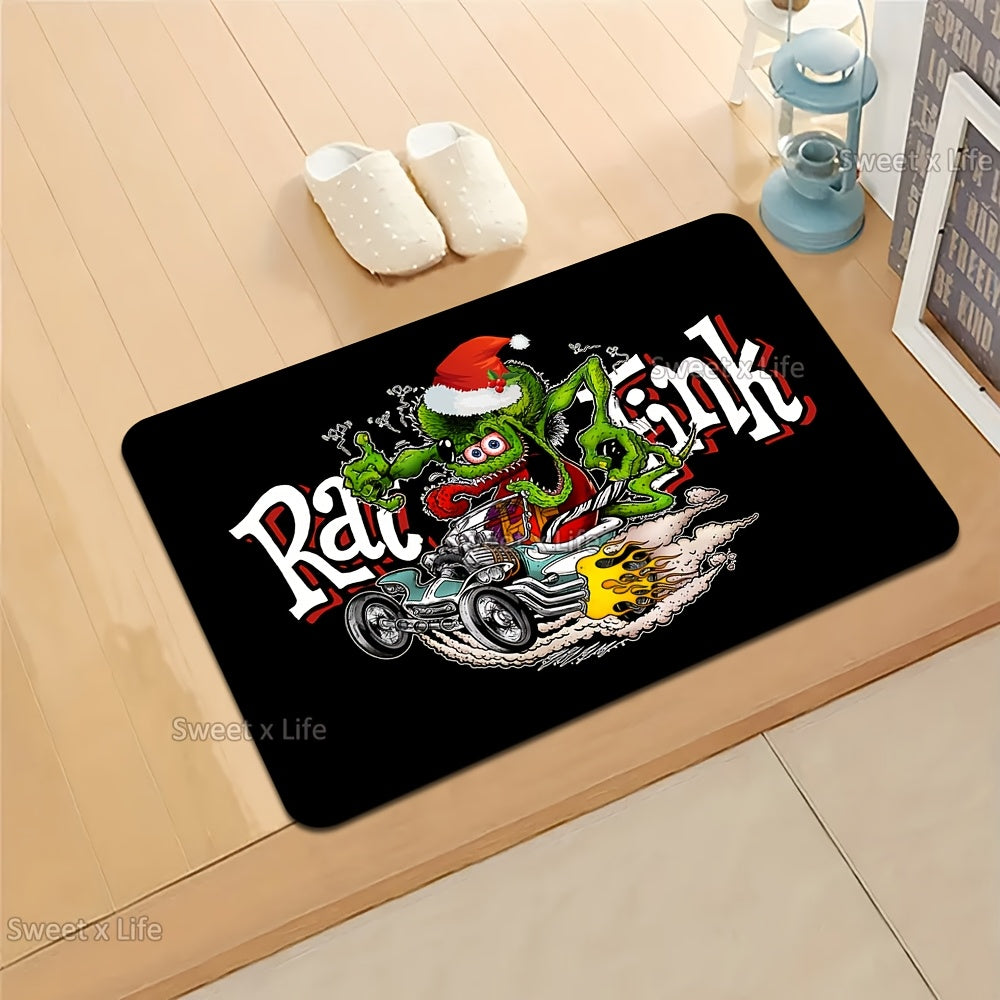 Kulgu bilan to'la Rat Fink kirish mato, sirpanishga qarshi, namlikka chidamli flanel, Rojdestvo dizayni