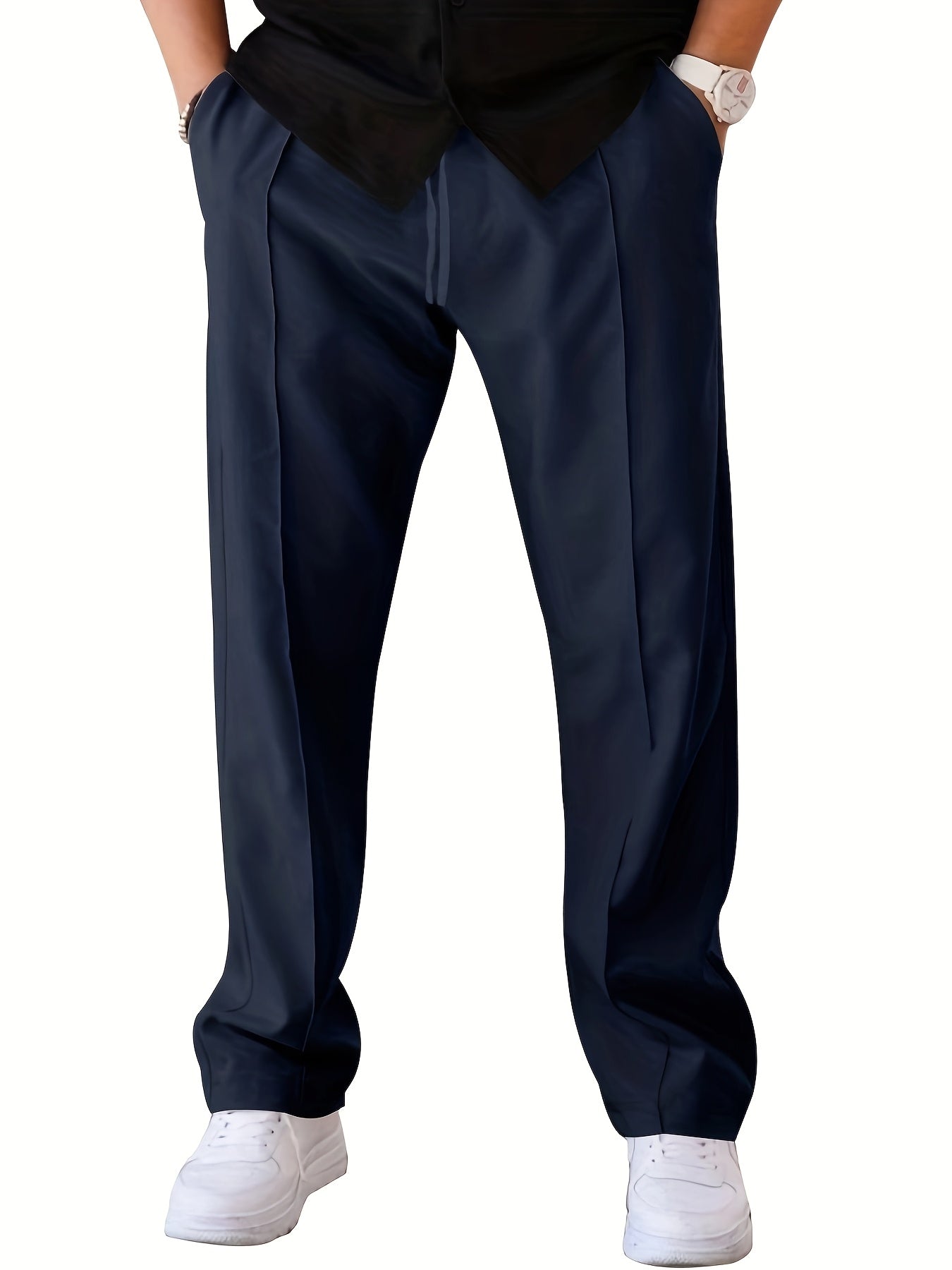 Men's Casual Pants Two-Pack Polyester Solid Color Regular Fit All-Season Outdoor