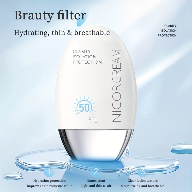 Unisex Face Sunscreen Lotion SPF50 PA++++ Moisturizing with Hyaluronic Acid All Skin Tones