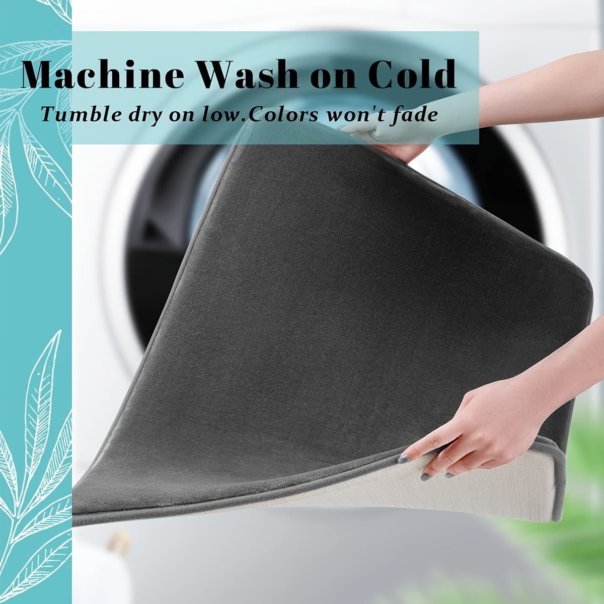 Ultra-Soft Memory Foam Bath Mat 39.88x59.94cm Non-Slip Absorbent Quick Dry