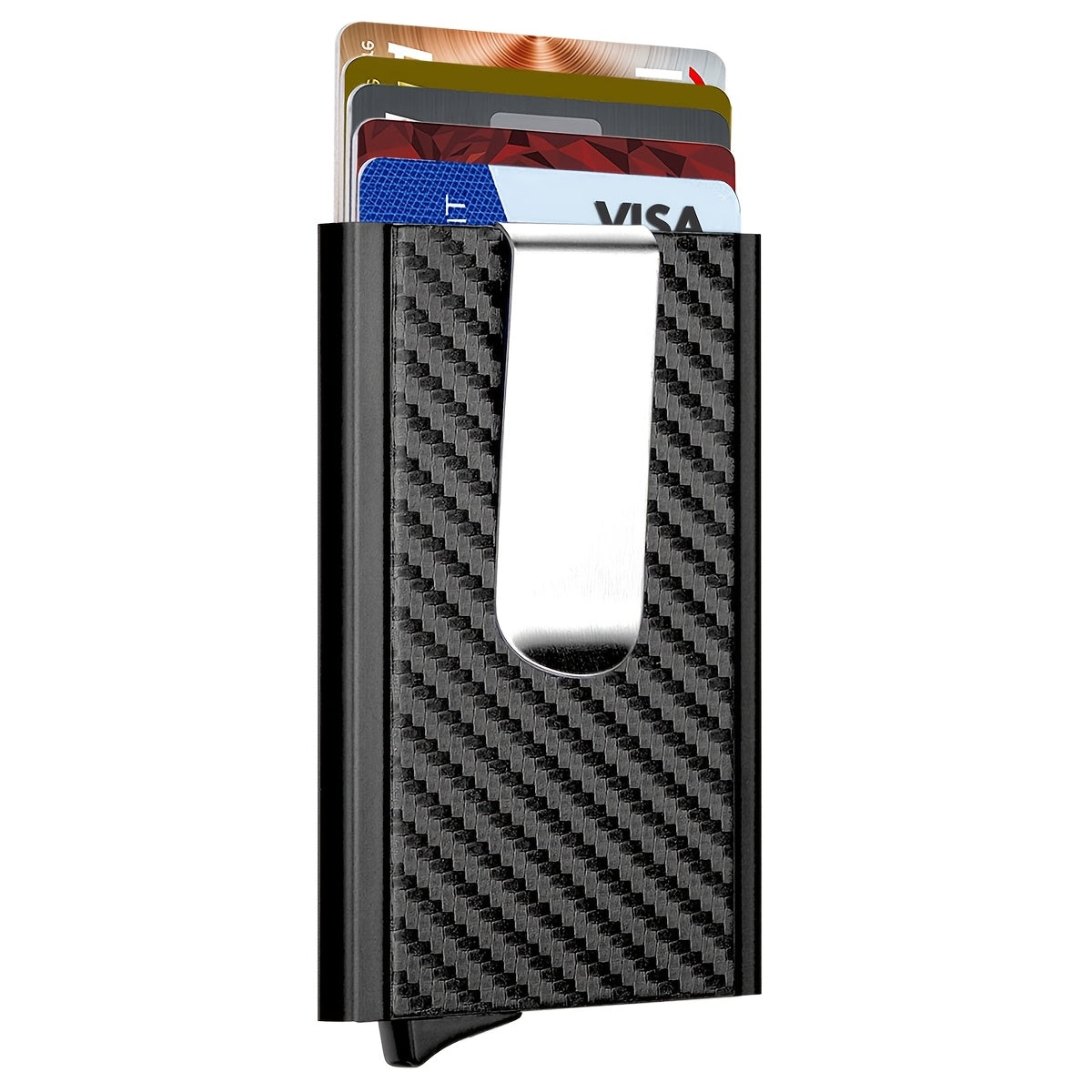 Men's RFID Blocking Card Holder Aluminum Alloy Large Capacity Black