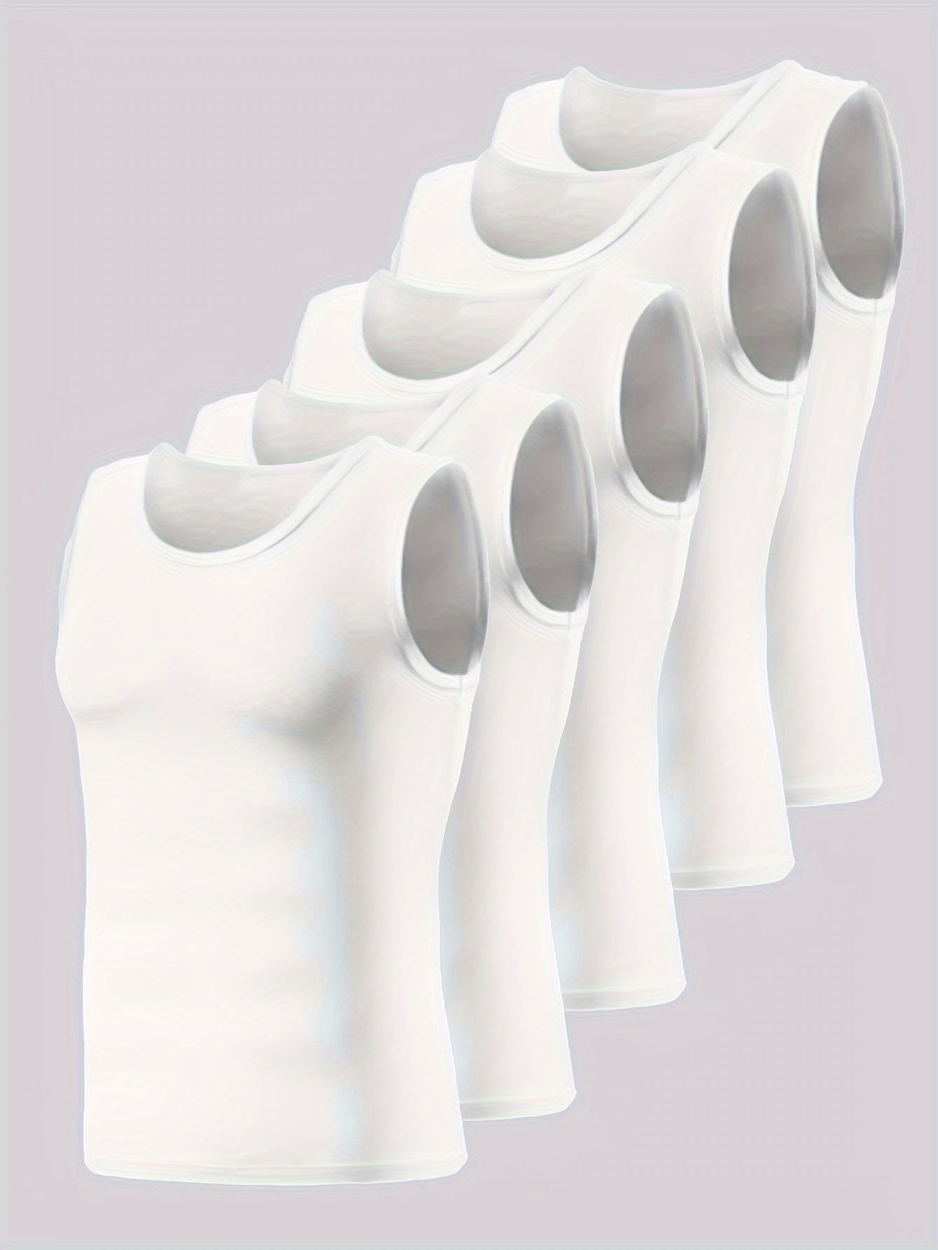 Men's Sleeveless Vest Tops Set 5 Solid Color High Stretch Polyester for Summer Sports