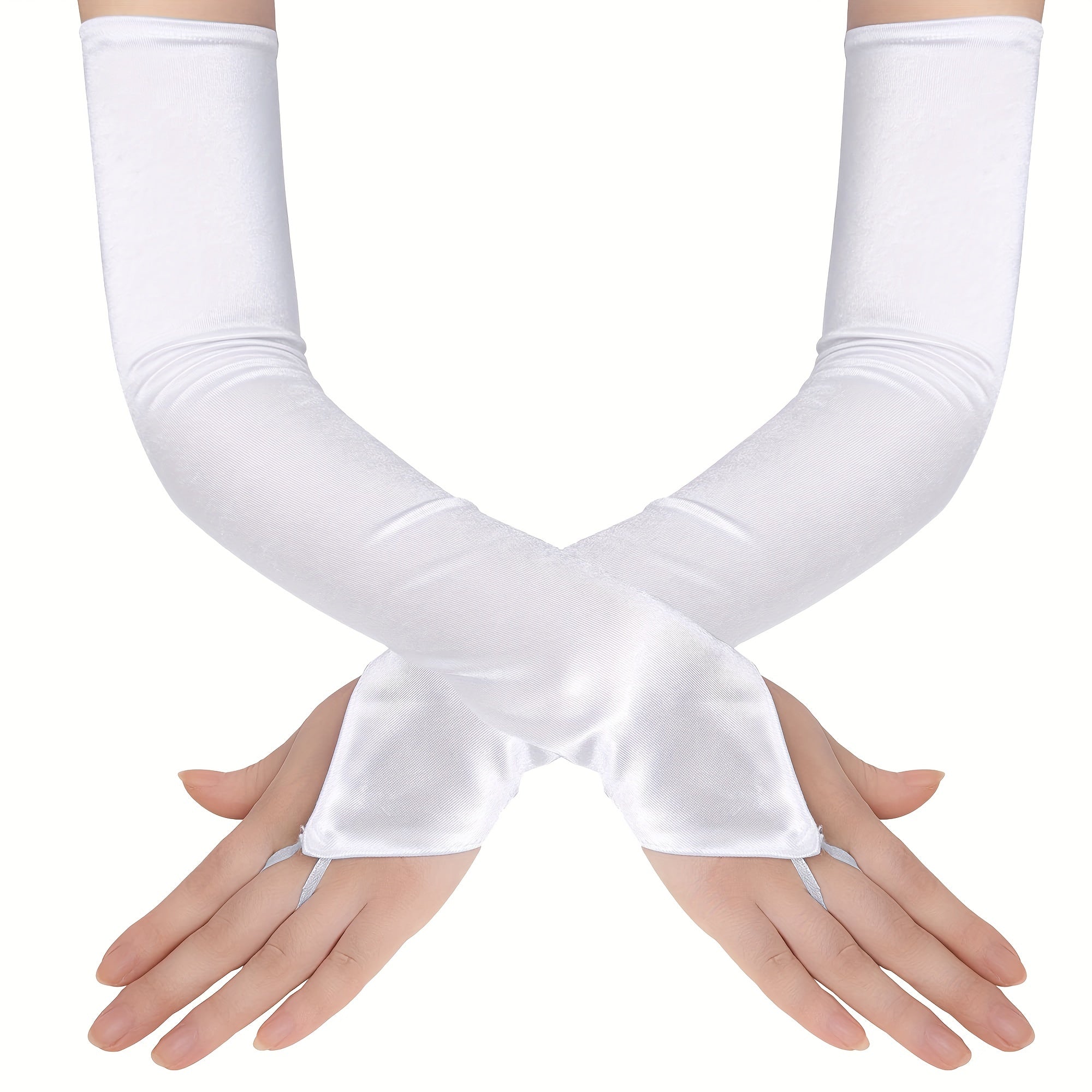 Women's Satin Opera Gloves Flapper Prom Vintage Accessories 1 Pair