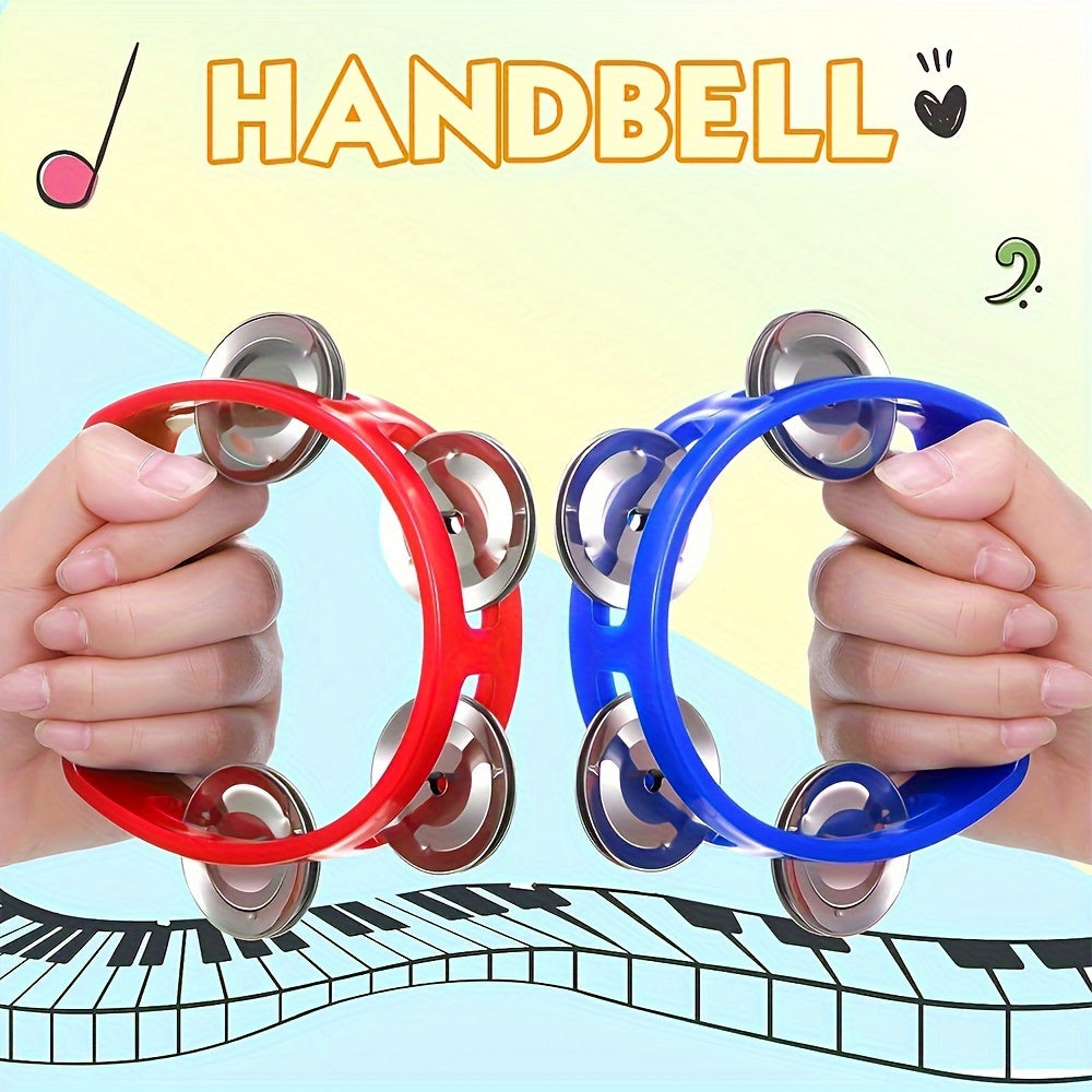Plastic Hand Tambourine with 4 Bells for Kids and Adults Musical Percussion Instrument for Parties and Celebrations