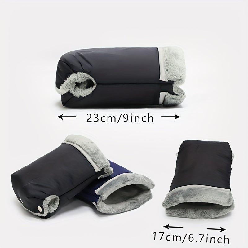 Unisex Windproof Waterproof Gloves with Plush Lining for Stroller Outings