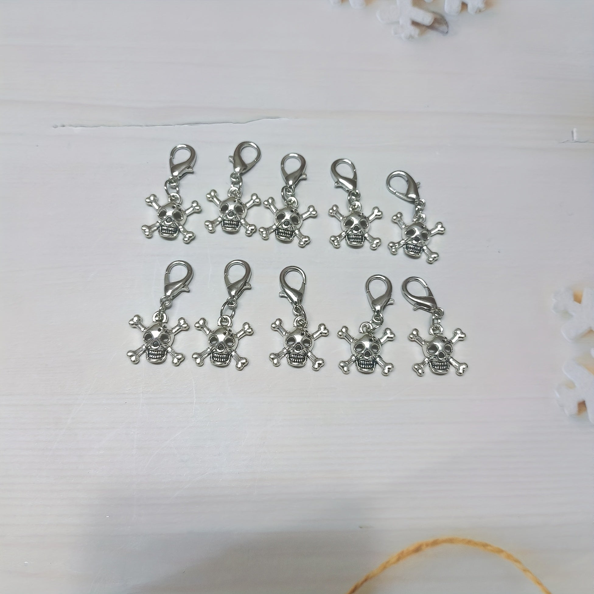 10 шт. унисекс белых украшений для обуви из цинкового сплава с панк-стилем череп для кроссовок