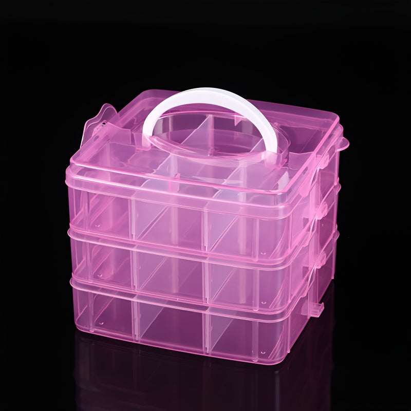 Acrylic Organizer Box with 3 Tiers Adjustable Compartments for Jewelry and Accessories
