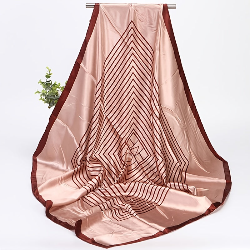 Модный винтажный шарф с полосатым принтом, имитация шелка, квадратный