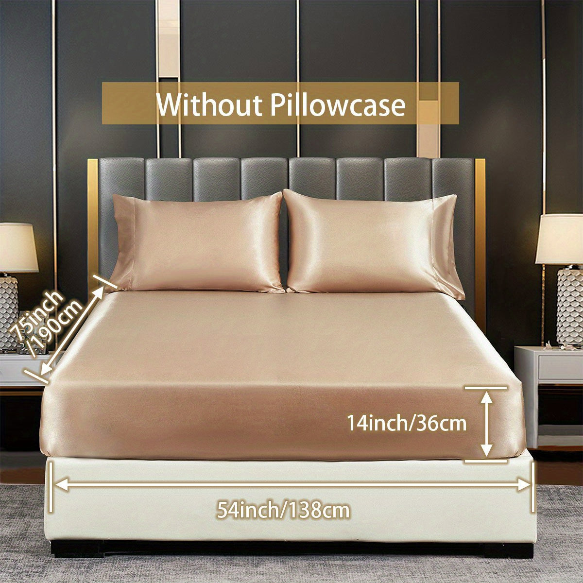 Satin Solid Color Fitted Sheet Luxuriously Soft Bedding for Bedroom and Guest Room