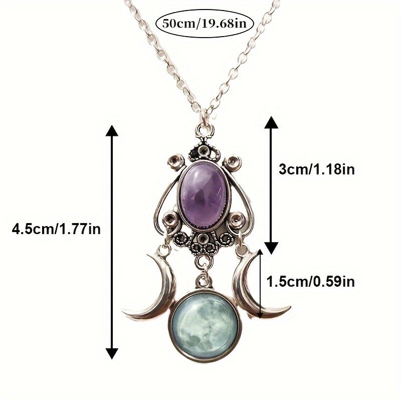 One Piece Triple Moon Goddess Pendant Necklace, Erkaklar va Ayollar uchun Mukammal Thanksgiving Hediye