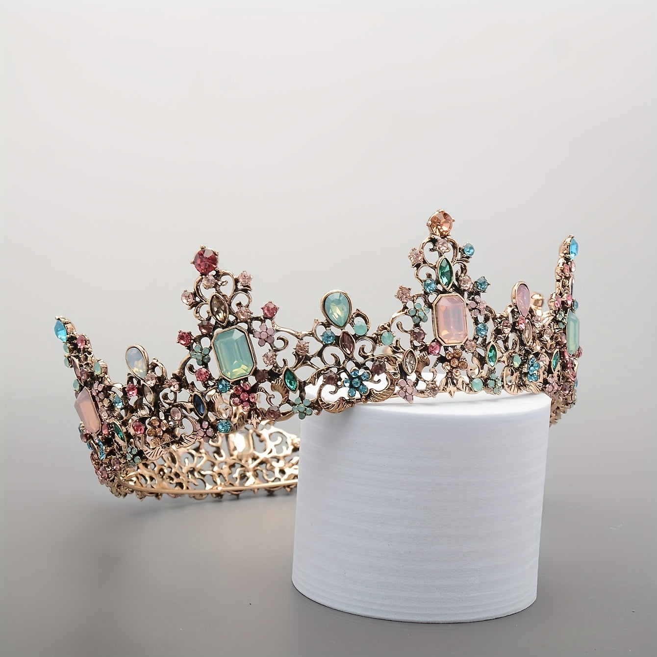 Vintage Silver Tiara with Rhinestone Accents for Weddings and Events