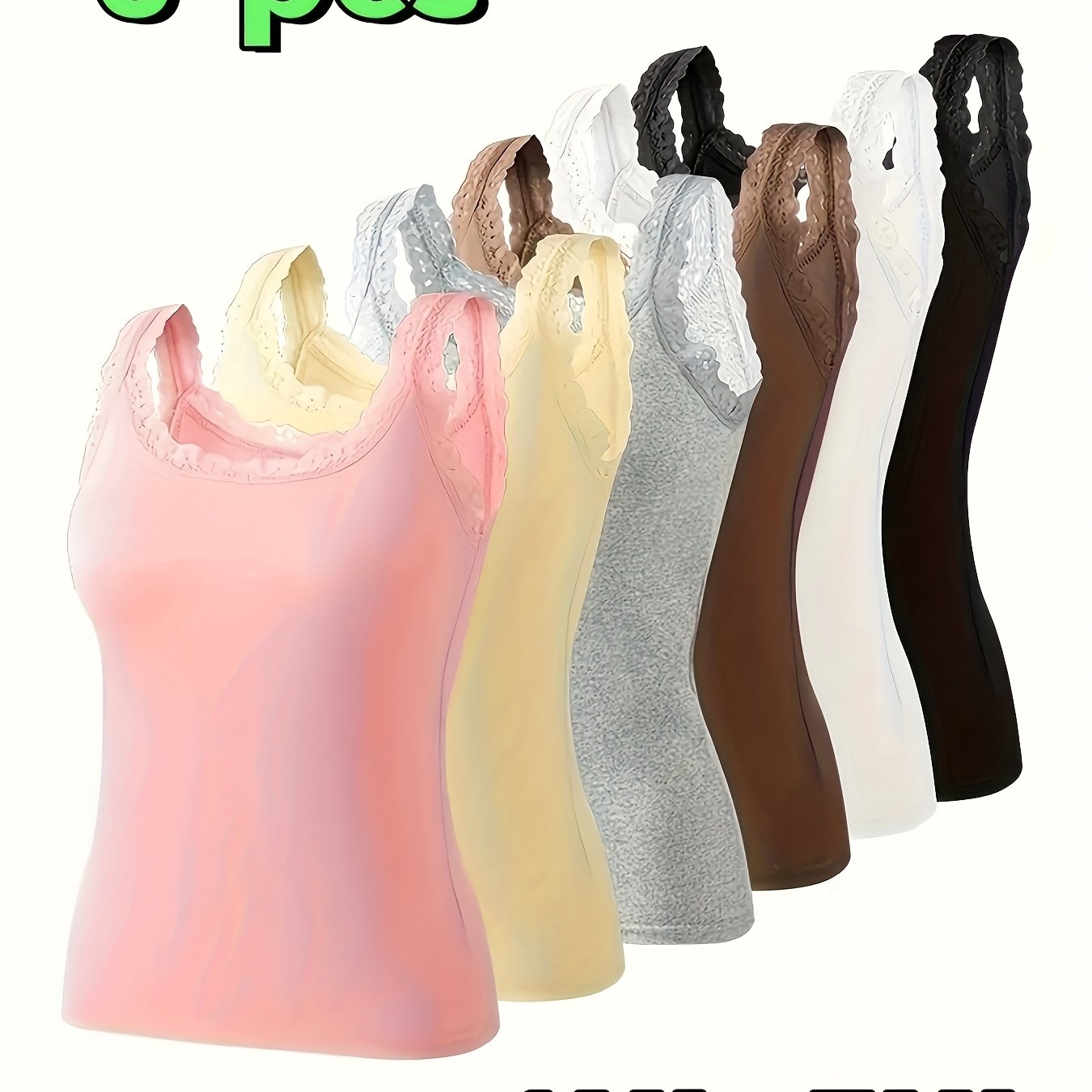 Plus-Size Lace Trim Camisoles Set for Women, Sleepwear, Loungewear, All Seasons