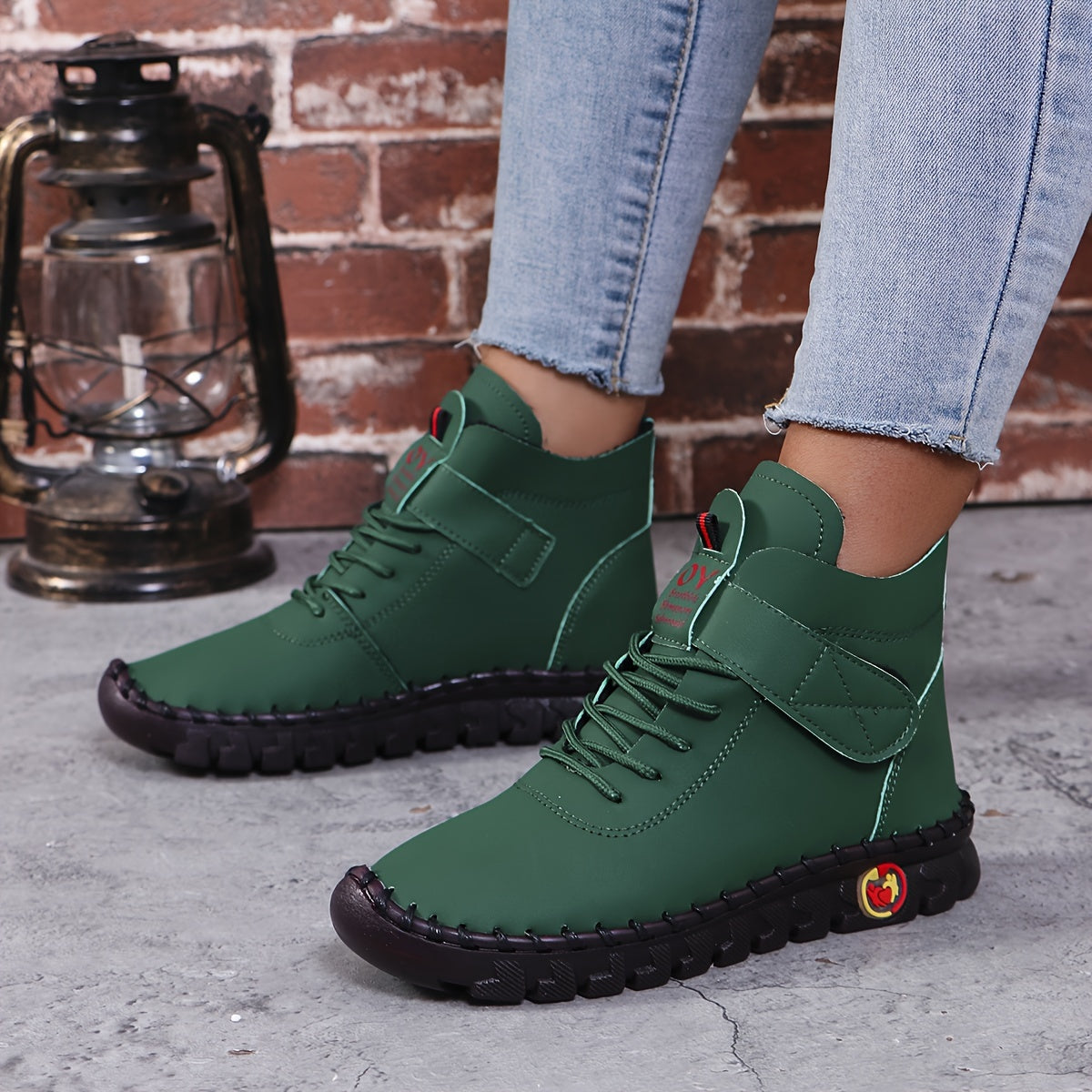 Women's Winter Faux Leather Ankle Boots with Plush Lining and Rubber Sole