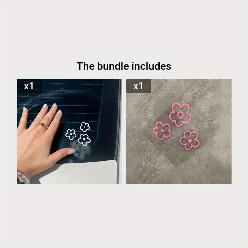 3-Piece Vinyl Floral Car Mirror Decal Set Waterproof Bumper Decorations