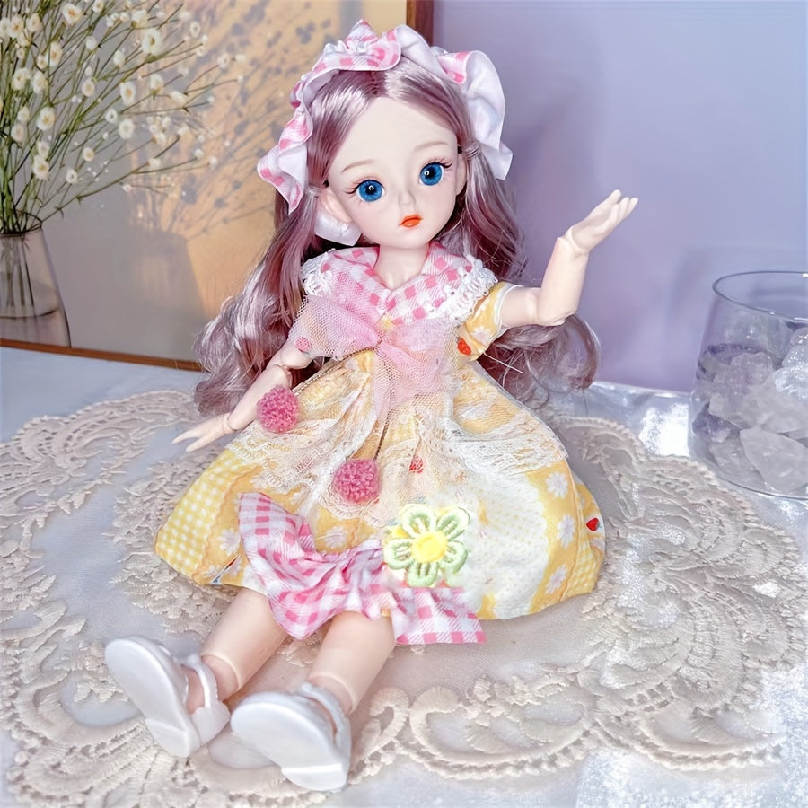 30cm/11.8 Inch BJD Doll with Colorful Eyes and Cute Makeup for DIY and Gifting
