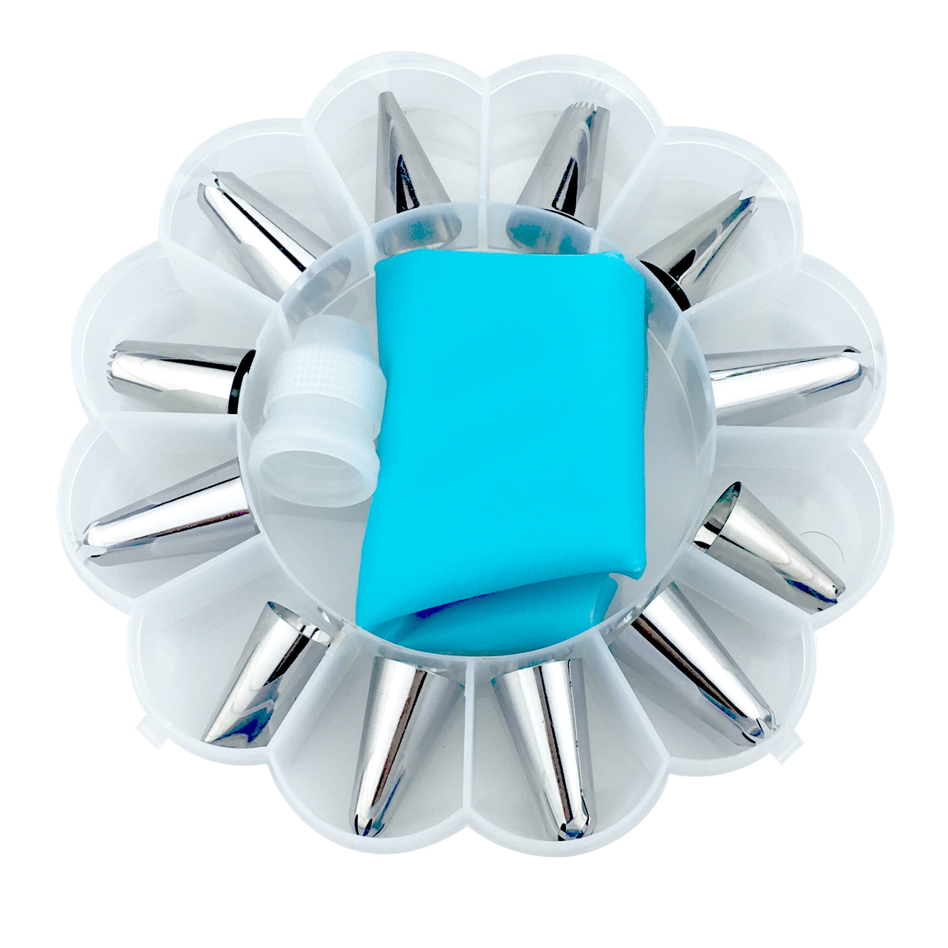 Cake Decorating Tools Set 14 Piping Nozzles Reusable Bag Storage Box