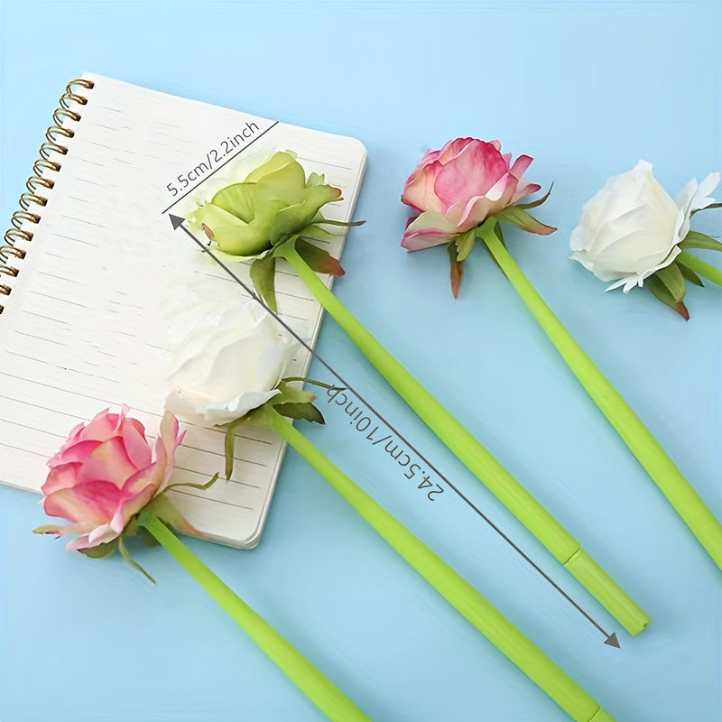Silicone Rose Flower Gel Pen Black Ink for Stationery