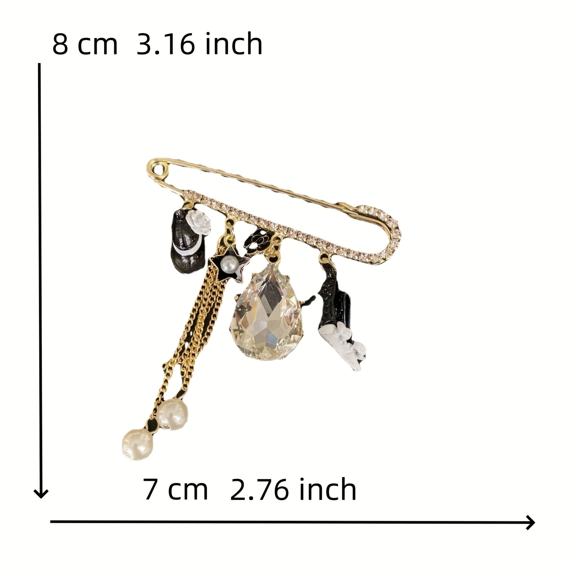 Elegant Rhinestone Tassel Brooch Pin Enamel Flower Corsage for Formal and Casual Wear