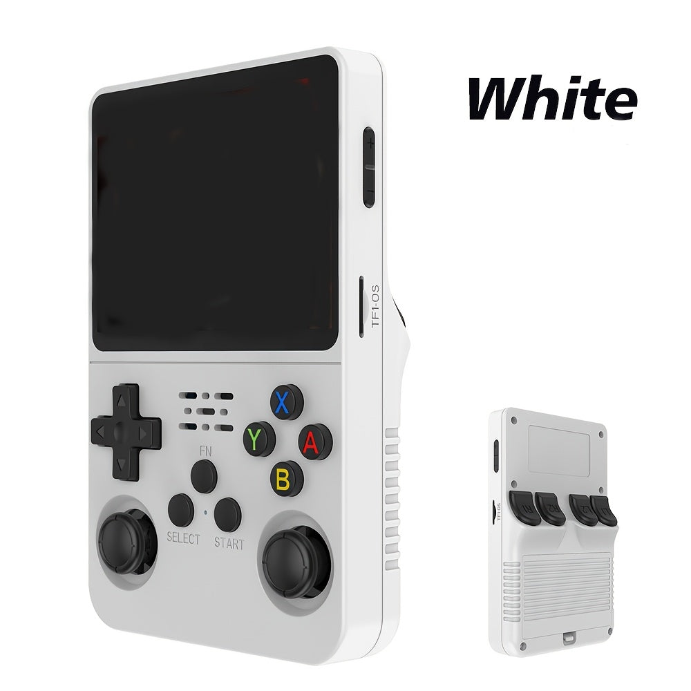 Retro Handheld Gaming Console with 8.89cm IPS Display 64GB Storage 20+ Emulators Rechargeable Battery Black White Purple