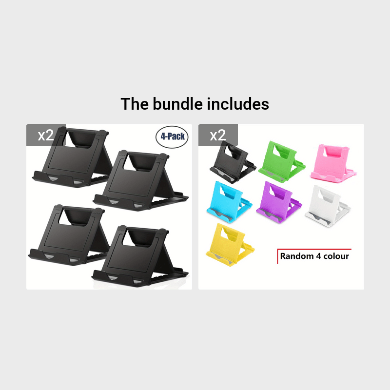 Square Folding Phone Holder Pack of 1 2 or 4 ABS Portable Travel Stand for Smartphones and Tablets