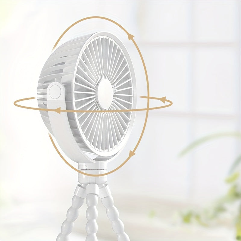 Portable USB Rechargeable Fan with Tripod Stand and High-Velocity Base