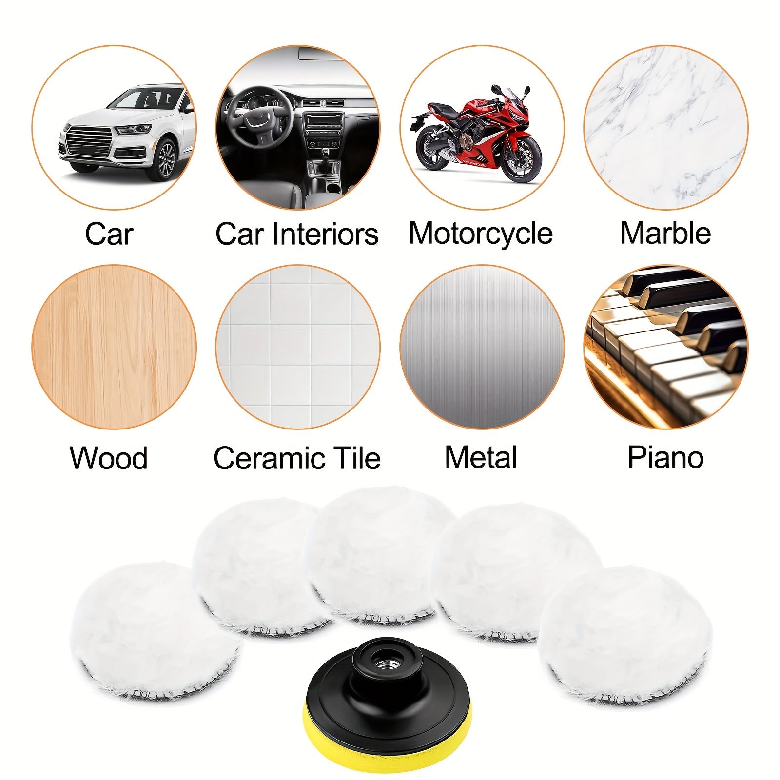 7-Piece Car Polishing Kit Wool Pads for Sanding Waxing M10 Adapter