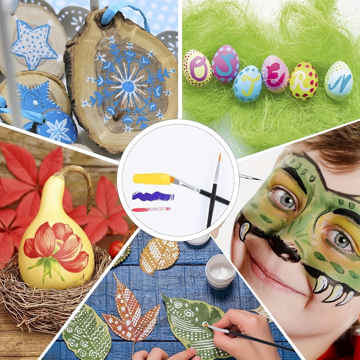 50 Nylon soch bo'yash cho'tkasi to'plami, yog'li, akvarel, yuz san'ati uchun tekis va dumaloq nuqtali cho'tkalar