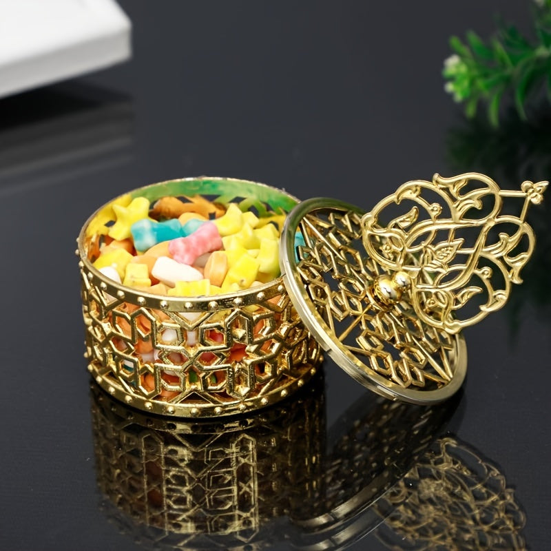 Golden Butterfly Theme Plastic Gift Box with Lid for Weddings and Parties