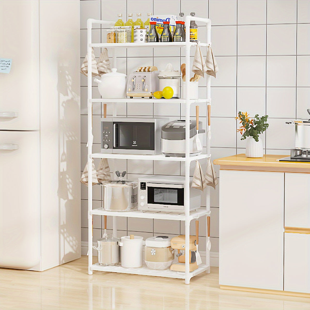 Kitchen Storage Rack for Microwave Oven Electric Rice Cooker and Fruit Vegetable Organizer Shelf