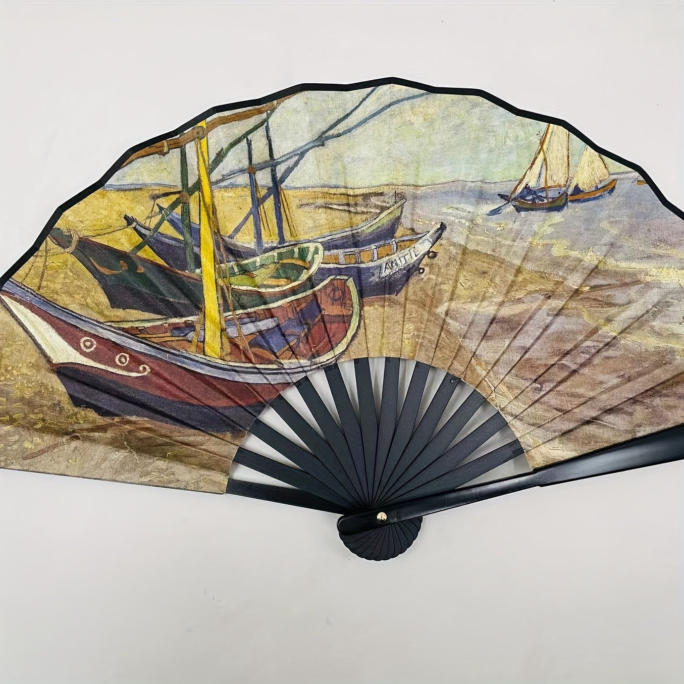 "Zarif Landshaft Printi bilan Qo'l Ventilyatori, Raqqoslik Ko'rsatmalari va Cheongsam Kiymak Uchun Mukammal, Yuqori Sifatli Bosma va Egiluvchan Dizayn"