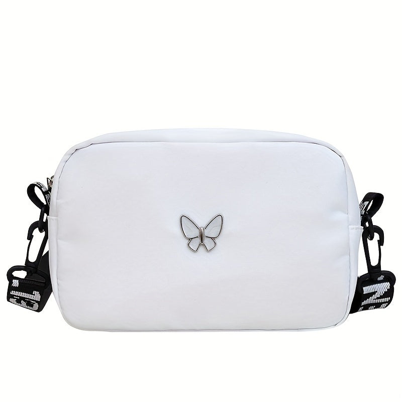 Women's Nylon Crossbody Mini Bag with Tassel and Adjustable Strap in Black