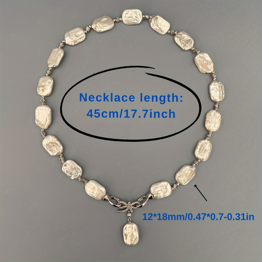 Vintage French-Inspired Freshwater Pearl Necklace with Bow Clavicle Chain for Women