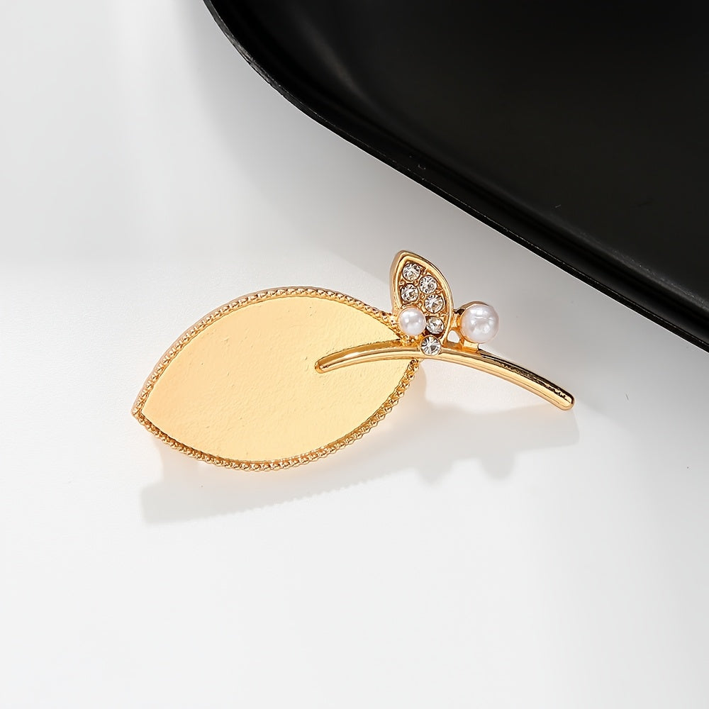 Elegant Alloy Leaf Brooch with Enamel Filigree Classic Fashion Accessory