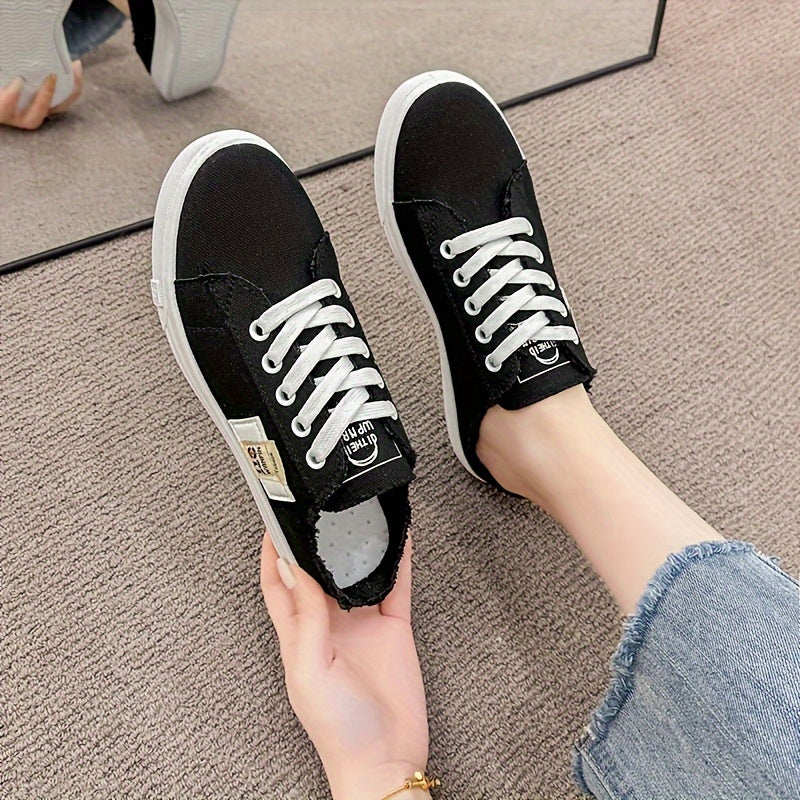 Women's All-Season Round Toe Casual Shoes Black Leather Comfort Shoes
