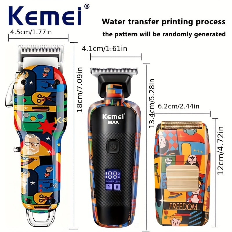 Профессиональный набор для стрижки волос Kemei - USB-заряжаемый электробритва с точным триммером для бороды, беспроводный набор для ухода за мужчинами