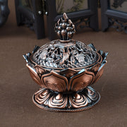 Red Bronze Lotus Incense Burner Mini Sandalwood Aromatherapy Stove for Office Camping Garden Patio Home Decor