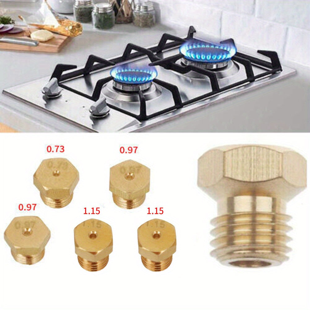 5-piece gas stove nozzle kit for 5-burner cooktops includes sizes 0.73mm to 1.15mm
