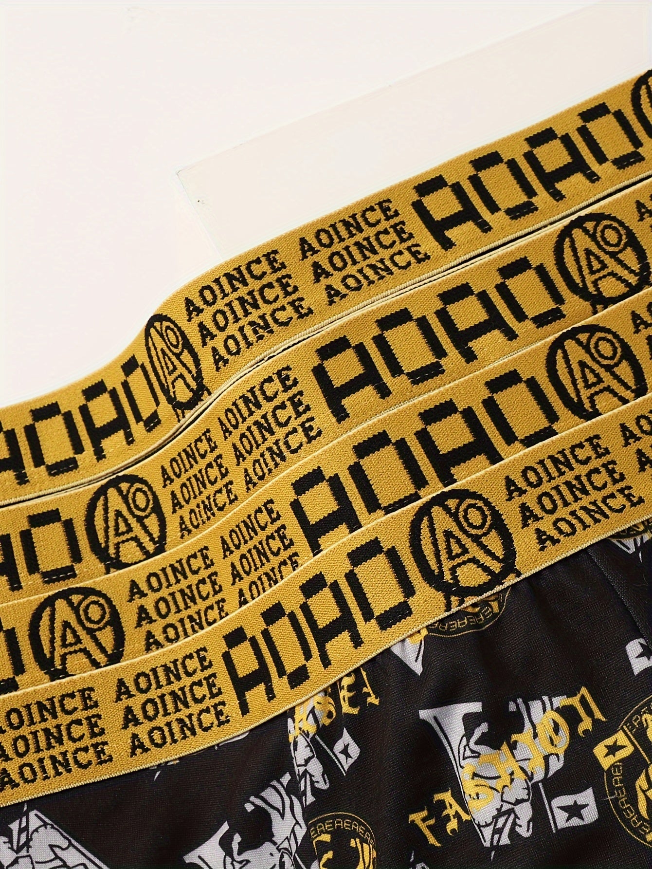 Men's Boxer Briefs Breathable Polyester Blend with Gold Chain Print Casual Fit