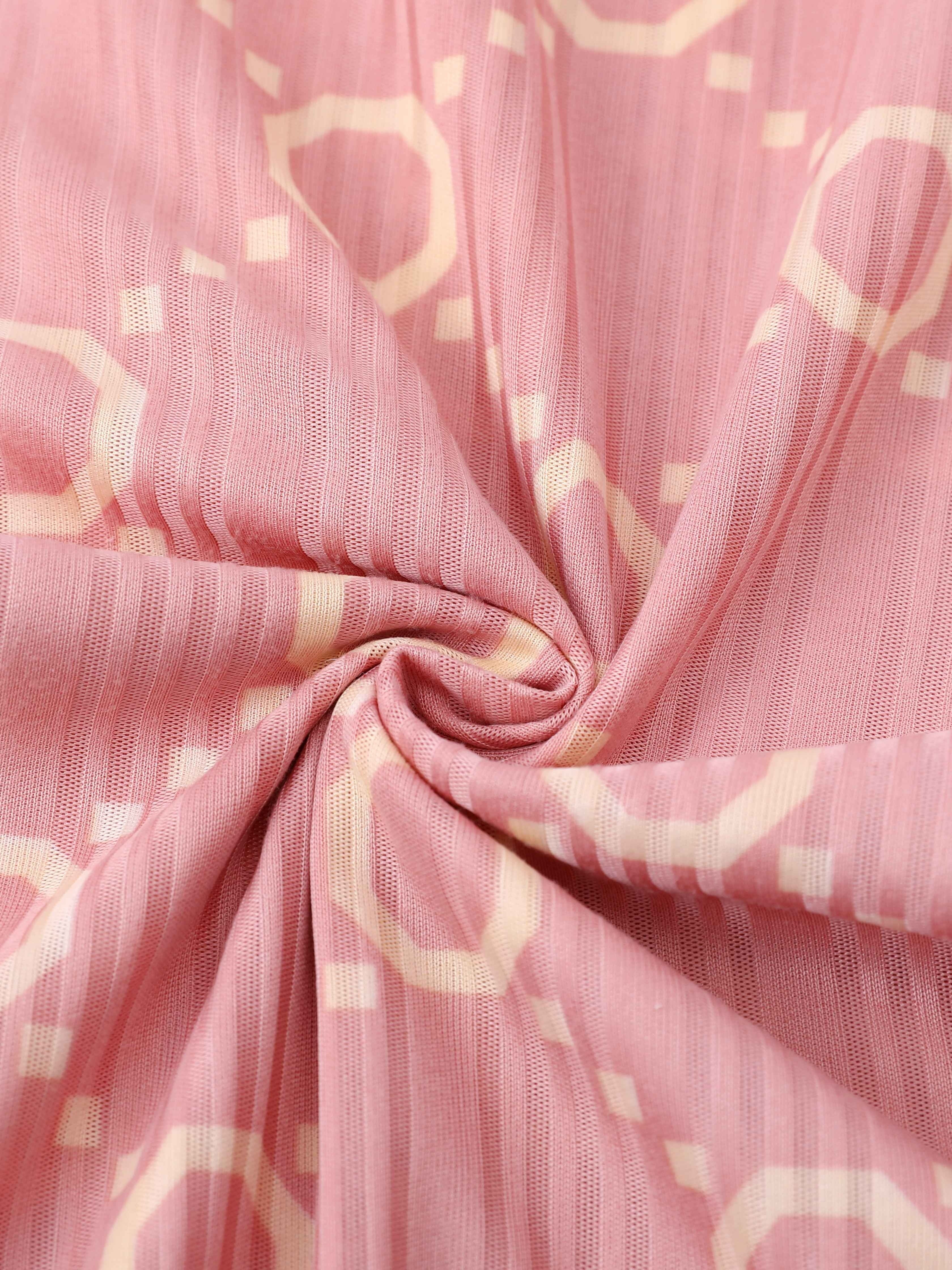 Pink Spring and Autumn Pajama Set for Adults with Open Front and Long Sleeves