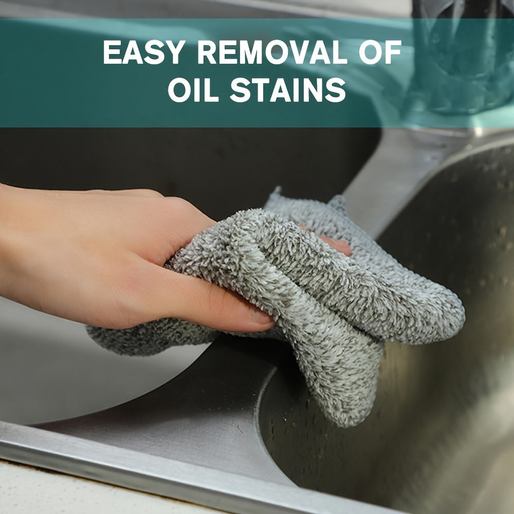 Gray Bamboo Charcoal Fiber Dish Towels Pack of 3 Absorbent Microfiber Cleaning Cloths