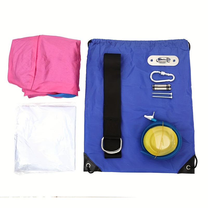 Hanging Hammock Chair for Indoor Outdoor Use with Inflatable Pillow Nylon Blue for Relaxation and Play