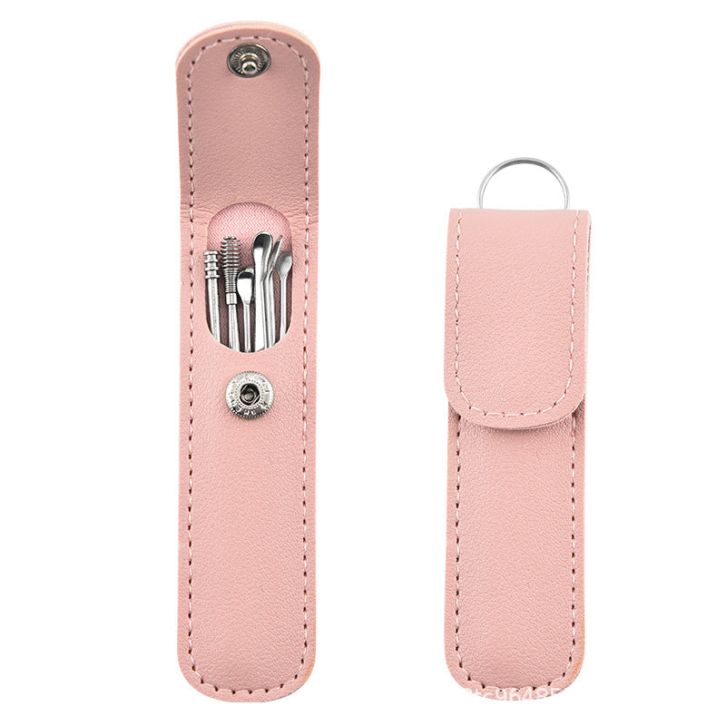 Uniseks zanglamaydigan po'latdan yasalgan quloq sızishini tozalash uchun to'plam 6-in-1 quloq cho'ntak to'plami