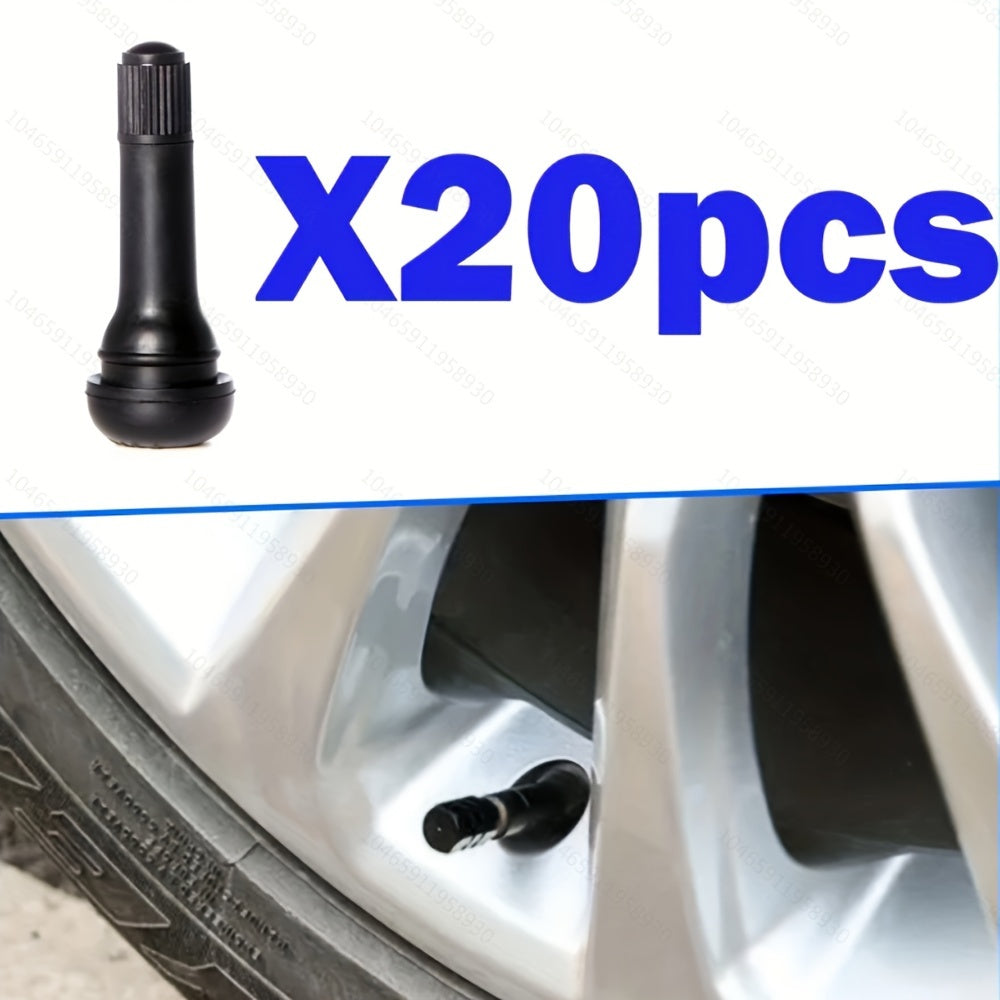 20 dona qora rezina shinalar ventili uchun 1.15cm disklar uchun bardoshli alyuminiy