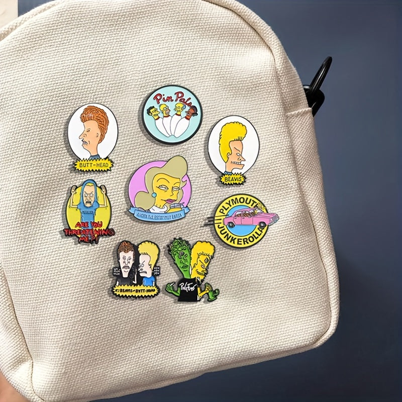 8 ta multfilm broochlar to'plami, kiyim va sumkalar uchun kreativ pinlar