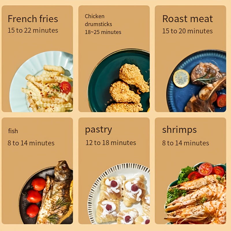 Horno digital eléctrico de 12L con asador, cocedor sin aceite, freidora de aire y tostadora