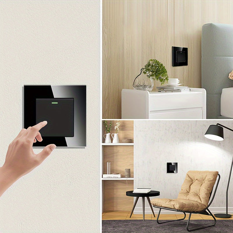 Tempered Glass Wall Switch 1GANG 2GANG 3GANG in White Gray Black