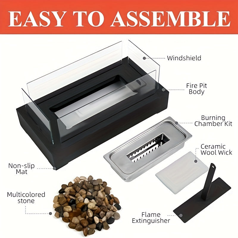 Rectangular Indoor Tabletop Fireplace Heater Portable for Parties and Dinners