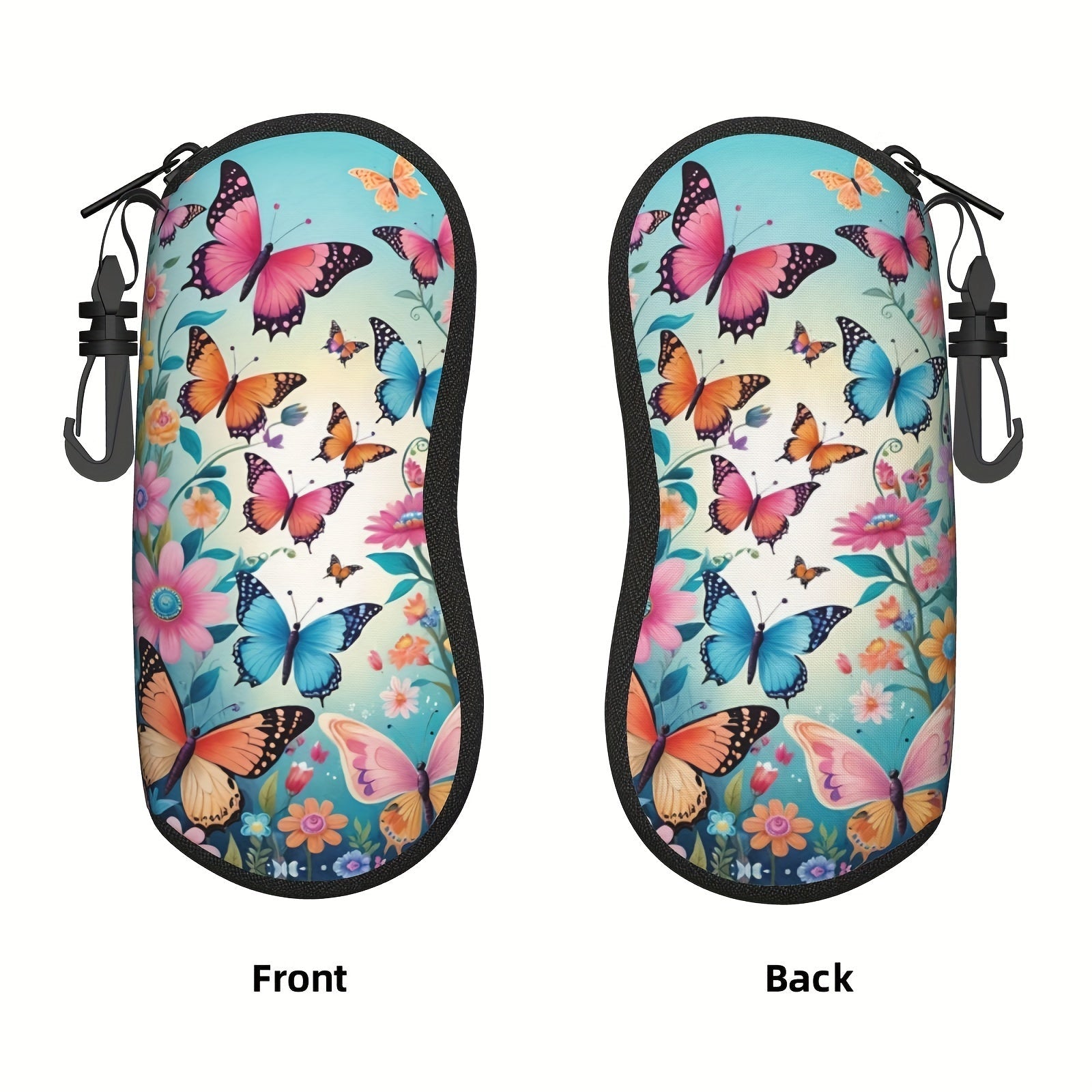 Portativ va zamonaviy, bu yumshoq neopren ko'zoynak qutisi rang-barang kapalak naqshiga ega va kalit zanjiri bilan birga keladi. Erkaklar va ayollar uchun mukammal, bu bosimga qarshi quti ko'zoynaklaringizni xavfsiz va ishonchli saqlaydi.